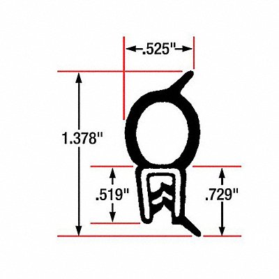 Edge Grip Seal Top Bulb 82 ft EPDM