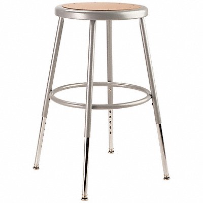 Round Stool Adjustable Legs Gray 31 H