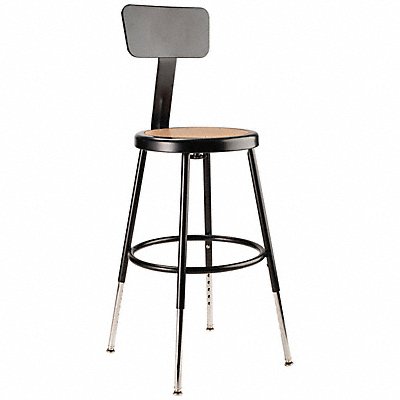 Round Stool Adjustable Legs Black 32 H