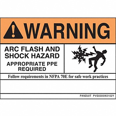 Sign Warning Arc Flash Orange/White PK5