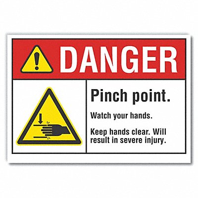 Pinch Point Danger Rflctv Label 5inx7in