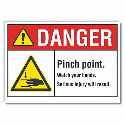 Pinch Point Danger Rflct Lbl 10inx14in