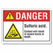 Sulfuric Acid Danger Rflctv Label 7x10in