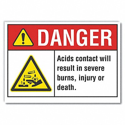 Acid Danger Label 3.5in x 5in Polyester