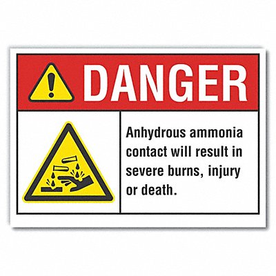 Ammonia Danger Rflctv Label 5inx7in