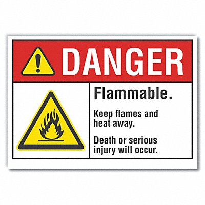 Flammable Mtrl Danger Labl 5x7in Polyest