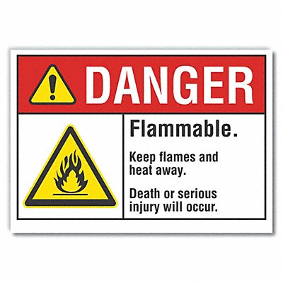 Flammable Mtrl Danger Lbl 7x10in