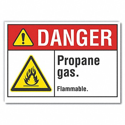 Propane Danger Label 5inx7in Polyester
