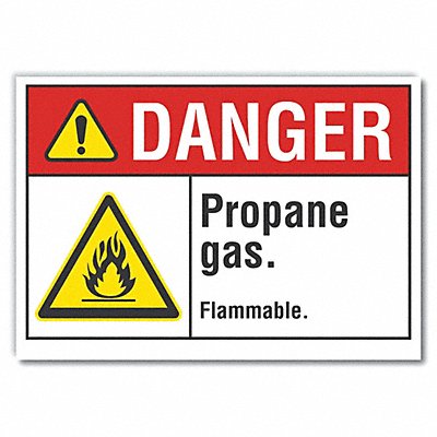 Propane Danger Rflct Label 3.5in x 5in