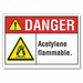 Acetylene Danger Rflctv Label 7inx10in