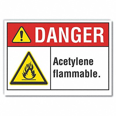 Acetylene Label 3.5in x 5in Polyester