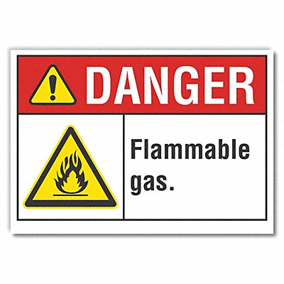 Flammable Gas Danger Lbl 10x14in Polyest