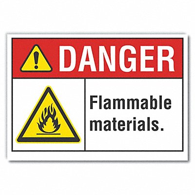 Flammable Mtrl Danger RflctvLbl 10x14in