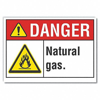 Natural Gas Danger Rflct Label 3.5x5in