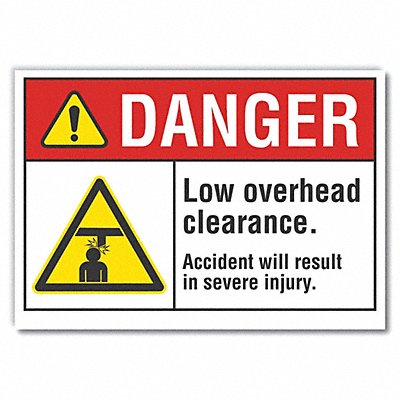 Low Clearance Danger Label 5x7in Polyest