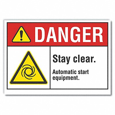 Stay Clear Danger Rflct Label 7inx10in