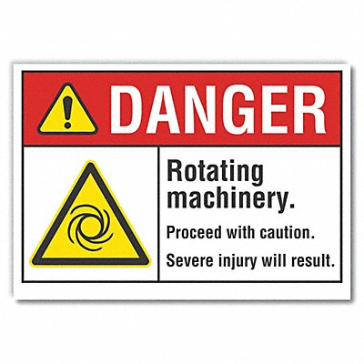 Rotate Mach. Danger Rflct Label 7x10in