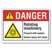 Rotate Mach. Danger Rflct Label 7x10in