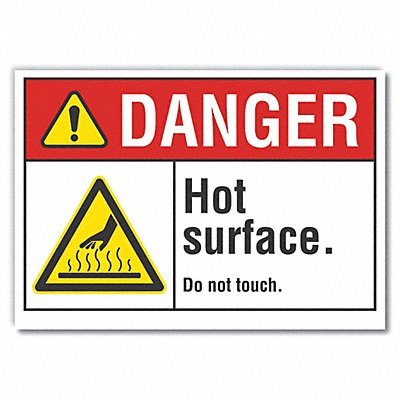 Hot Surface Danger labl 7inx10in Polyest