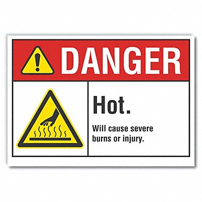Hot Surface Danger Rflct Lbl 7inx10in
