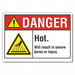 Hot Surface Danger Rflct Label 3.5x5in