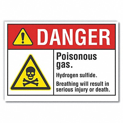 Poisonous Gas Danger Lbl 7x10in Polyest