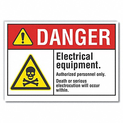 Elec Equipment Danger RflctvLbl 3.5x5in