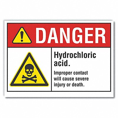 HCL Acid Danger Lbl 7x10in Polyester