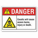 Caustic Danger Rflct Label 5 in x 7 in