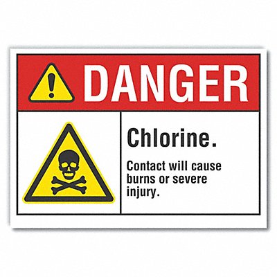 Chlorine Danger Rflct Label 7inx10in