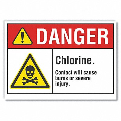 Chlorine Danger Lbl 10inx14in Polyester