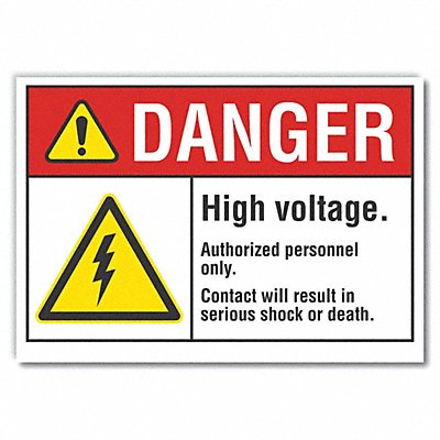 High Voltage Danger Labl 3.5x5in Polyest