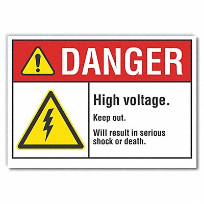 High Voltage Danger Rflct Lbl 7inx10in