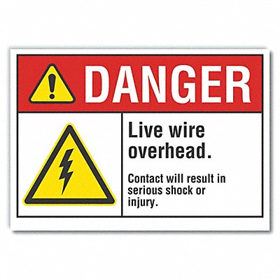 Live Wire Danger Rflct Label 10inx14in