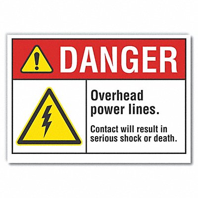 Overhead Power Lines Danger Lbl 7x10in