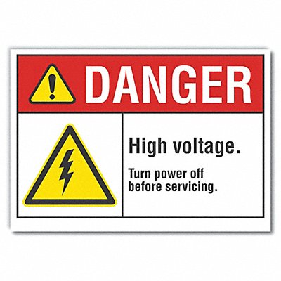 High Voltage Danger Rflct Lbl 7inx10in