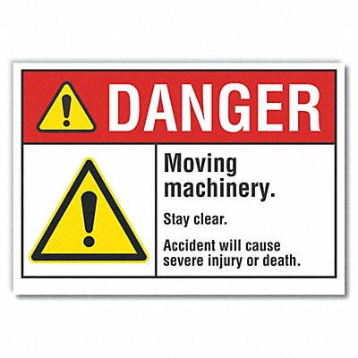 Moving Mach. Danger Lbl 7x10in Polyest