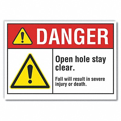 Open Hole Danger Rflct Label 10inx14in