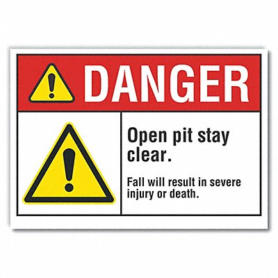 Open Pit Danger Label 5inx7in Polyester