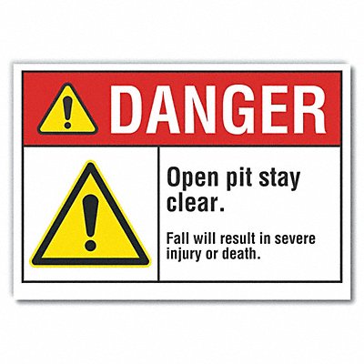 Open Pit Danger Lbl 10inx14in Polyester
