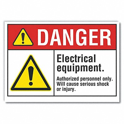 Elec Equip Danger Rflct Lbl 7x10in