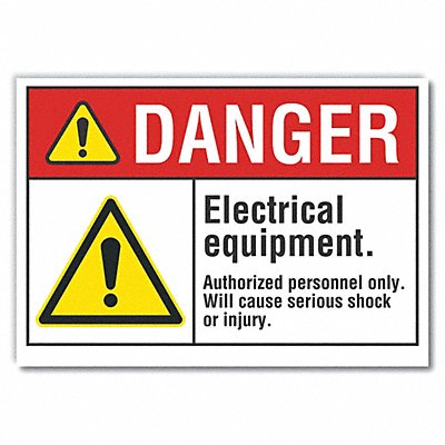 Elec Equip Danger Lbl 3.5x5in Polyester