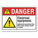 Elec Equipment Danger Rflctv Label 5x7in