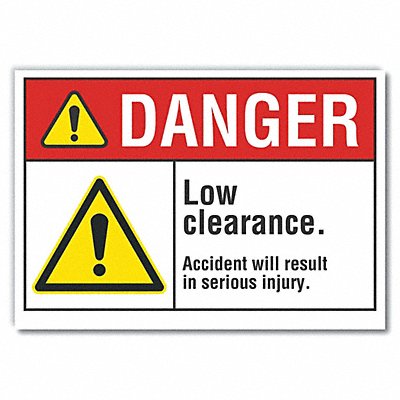 Low Clearance Danger Rflctv Labl 5inx7in