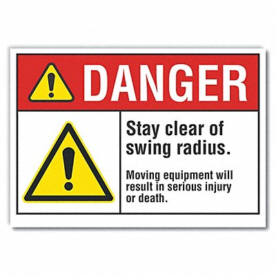 Stay Clear Danger Rflct Label 7inx10in