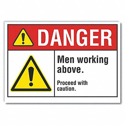 Men Working Danger Lbl 3.5x5in Polyest