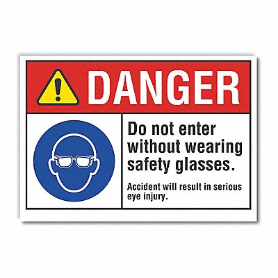 Eye Danger Label 5 in x 7 in Polyester