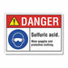 SulfuricAcid Danger Rflct Label 3.5x5in