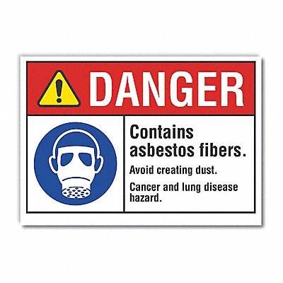 Asbestos Danger Labl 7inx10in Polyester