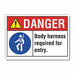 Body Harness Danger Label 7x10in Polyest